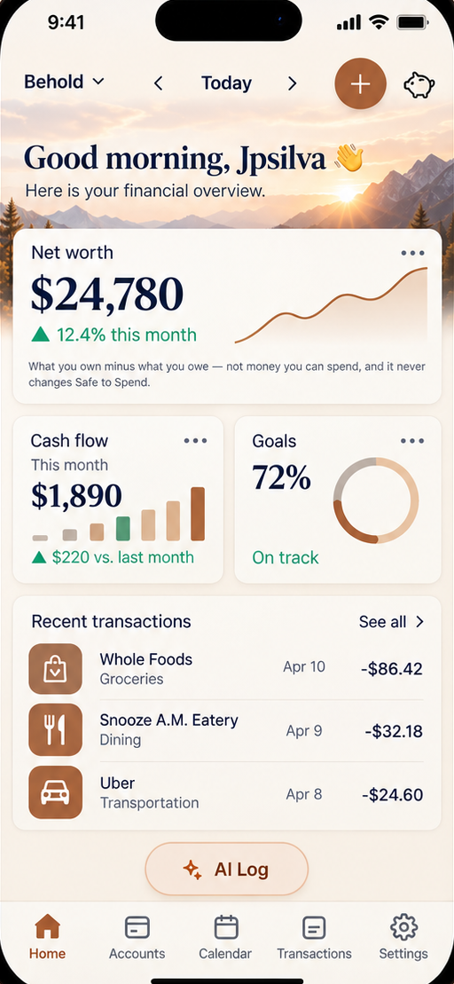 Behold dashboard in the light theme